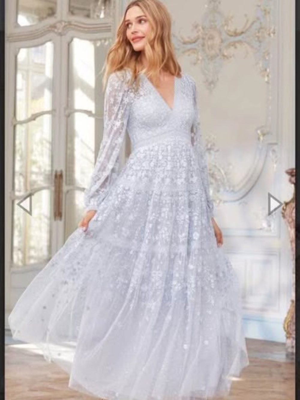 Needle & Thread Celestia Ribbon Ankle Gown Blue Size 6